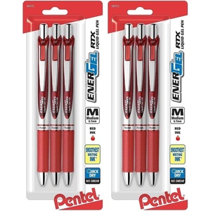 image:imagePentel EnerGel RTX Retractable Liquid Gel Pen 07mm Medium Line Metal Tip Red Ink Pack of 3 BL77BP3B3 count Pack of 2