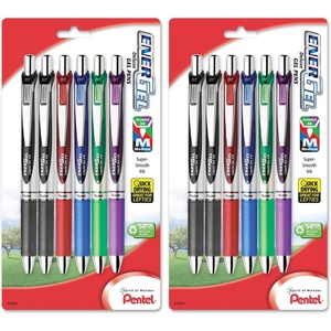 image:imagePentel EnerGel RTX Retractable Liquid Gel Pen 07mm Metal Tip Medium Line Assorted Ink 6Pk BL77BP6M1