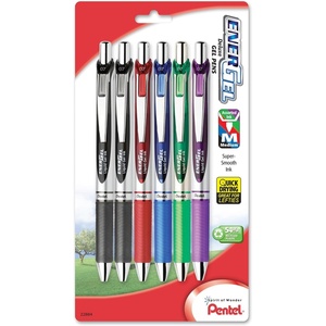image:imagePentel EnerGel RTX Retractable Liquid Gel Pen 07mm Metal Tip Medium Line Assorted Ink 6Pk BL77BP6M1Assorted