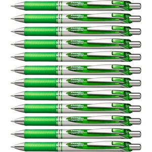 image:imagePentel EnerGel RTX Retractable Liquid Gel Pen 07mm Metal Tip Medium Line Lime Green Ink Box of 12 BL77K
