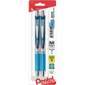 image:imagePentel EnerGel RTX Retractable Liquid Gel Pen 07mm Metal Tip Medium Line Navy Blue Ink 2Pk BL77BP2CASky Blue
