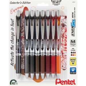 image:imagePentel EnerGel RTX Retractable Liquid Gel Pen Change Expressions Pack 07mm Metal Tip Medium Line Assorted Ink Pack of 8 Pens BL77XCHABP8MChange