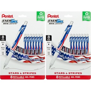 image:imagePentel EnerGel RTX Retractable Liquid Gel Pen Flag Barrel 07mm Metal Tip Medium Line Black Ink Pack of 8 Pens8 Count Pack of 2