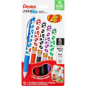 image:imagePentel EnerGel RTX Retractable Liquid Gel Pen Jelly Belly Limited Edition 07mm tip Assorted colors Pack of 5 pens BL77PF5MJB