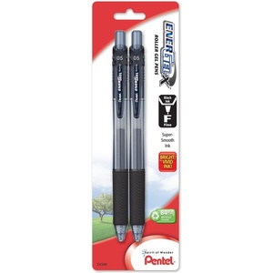 image:imagePentel EnerGelX Retractable Liquid Gel Pen 05mm Needle Tip Black Ink 2 Pack BLN105BP2A