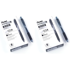 image:imagePentel EnerGelX Retractable Liquid Gel Pen 05mm Needle Tip Black Ink Box of 12 BLN105A12 Count Pack of 2