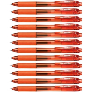 image:imagePentel EnerGelX Retractable Liquid Gel Pen 05mm Needle Tip Fine Line Orange Ink Box of 12 BLN105F