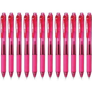 image:imagePentel EnerGelX Retractable Liquid Gel Pen 05mm Needle Tip Fine Line Pink Ink Box of 12 BLN105P
