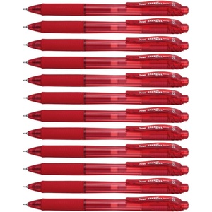 image:imagePentel EnerGelX Retractable Liquid Gel Pen 05mm Needle Tip Red Ink Box of 12 BLN105B