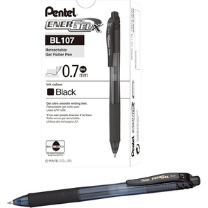 image:imagePentel EnerGelX Retractable Liquid Gel Pen 07 mm Medium Line Black Ink Box of 12 BL107A