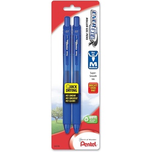 image:imagePentel EnerGelX Retractable Liquid Gel Pen 07mm Metal Tip Medium Blue Ink 2 Pack BL107BP2C2 Count Pack of 1