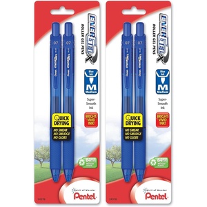 image:imagePentel EnerGelX Retractable Liquid Gel Pen 07mm Metal Tip Medium Blue Ink 2 Pack BL107BP2C2 Count Pack of 2
