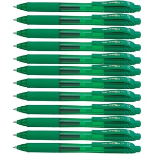 image:imagePentel EnerGelX Retractable Liquid Gel Pen 07mm Metal Tip Orange Ink Box of 12 BL107FGreen