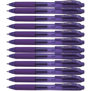 image:imagePentel EnerGelX Retractable Liquid Gel Pen 07mm Metal Tip Orange Ink Box of 12 BL107FViolet