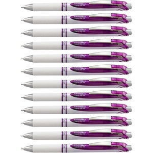 image:imagePentel Gel Ink Pen Pearl Retractable Gel Pen 07mm Medium Point Needle Tip Violet Ink 12 pack BLN77PWVViolet