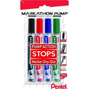 image:imagePentel Markathon Pump Permanent Marker Chisel Tip Black Ink 12 Pack NLF60XAAssorted