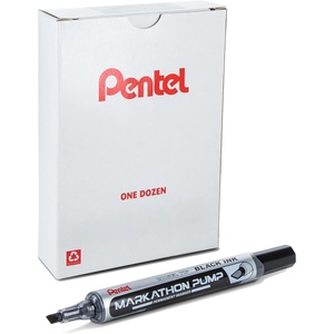 image:imagePentel Markathon Pump Permanent Marker Chisel Tip Black Ink 12 Pack NLF60XABlack