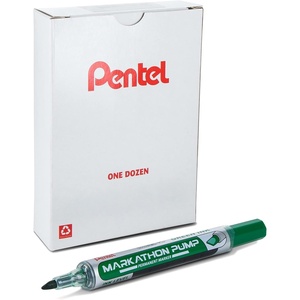 image:imagePentel Markathon Pump Permanent Marker Chisel Tip Black Ink 12 Pack NLF60XAGreen