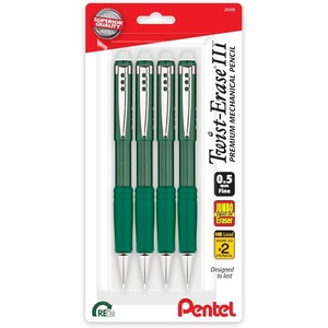 image:imagePentel TwistErase III Mechanical Pencil 05mm Fine Line Green Barrel Pack of 4 QE515BP4D