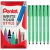 image:imagePentel Black R50 Rollerball Ball Pen Pens Fine 08mm Cushioned Nib Tip 04mm Line Width 77 Recycled Pack of 6