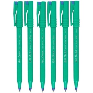 image:imagePentel Blue R50 Rollerball Ball Pen Pens Fine 08mm Cushioned Nib Tip 04mm Line Width 77 Recycled Pack of 6