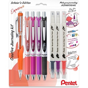 image:imagePentel Expressions Journaling Kit Includes EnerGel RTX Gel Pens 07mm Assorted Ink Colors TwistErase Click Mechanical Pencil 07mm Sign Pen Twin Assorted Colors BL77XRBJBP8M