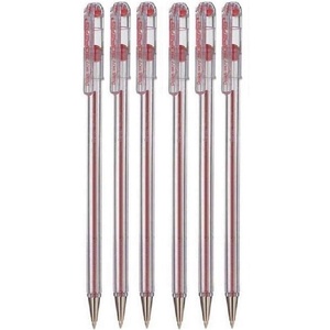 image:imagePentel Red Superb Ballpoint Pen Ball Point Pens 07mm Nib Tip 025mm Line Width Fine Line Refillable Ink BK77 Pack of 6