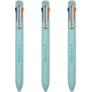 image:imagePentel iZee 4 Colour Ballpoint Pen  Sky Blue Barrel  Multi Ink  Orange Pink Sky Blue amp Violet Ink  Pack of 3