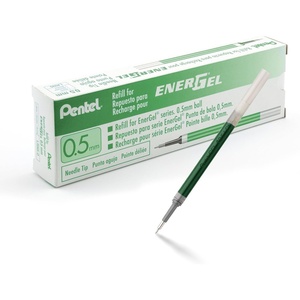 image:imagePentel Refill Ink for EnerGel Liquid Gel Pen 05mm Needle Tip Red Ink Box of 12 LRN5B12Green