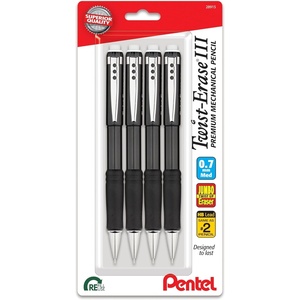 image:imagePentel TwistErase III Mechanical Pencil 05mm Fine Line Black Barrel Pack of 4 QE515BP4A