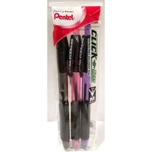 image:imagePentel ClicknGo Retractable Ballpoint Pens Medium Black Ink 3Pack BK450PP3M by Pentel