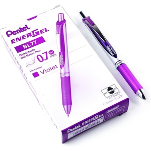 image:imagePentel EnerGel XM Retractable Pink Barrel Supporting Breast Cancer Now 07mm tip Black Ink Pack of 12 pensPurple