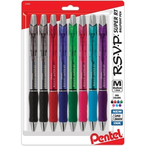 image:imagePentel RSVP Super RT Retractable Ballpoint Pen  1 mm Pen Point Size  Retractable  Translucent Barrel  8  Pack