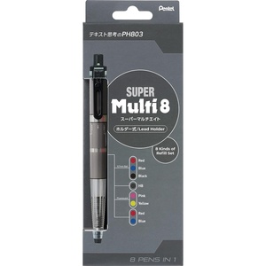 image:imagePentel Super Multi 8 Set XPH803ST 8in1 HolderStyle Mechanical Pencil 20mm amp Ballpoint Pen 07mm Includes Refill Leads amp Pointer Sharpener AllinOne MultiPen for Seamless Switching
