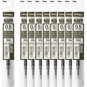 image:image EnerGel Black Colors Ballpoint Pen Refill 002 inches 05 mm Olive Black 10 Pieces XLRN5KA