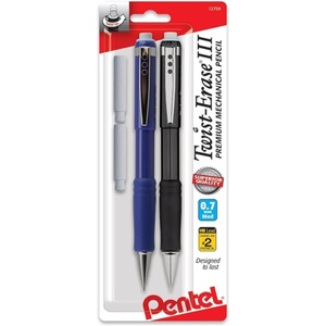 image:imagePentel TwistErase III Mechanical Pencil 07mm Assorted Barrel Colors with 2 Eraser Refills Pack of 2 QE517BP21 Count Pack of 1