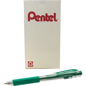 image:imagePentel Wow Gel Retractable Gel Pen 07mm Medium Line Black Ink Box of 12 K437AGreen