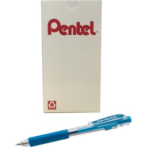 image:imagePentel Wow Gel Retractable Gel Pen 07mm Medium Line Black Ink Box of 12 K437ASky Blue